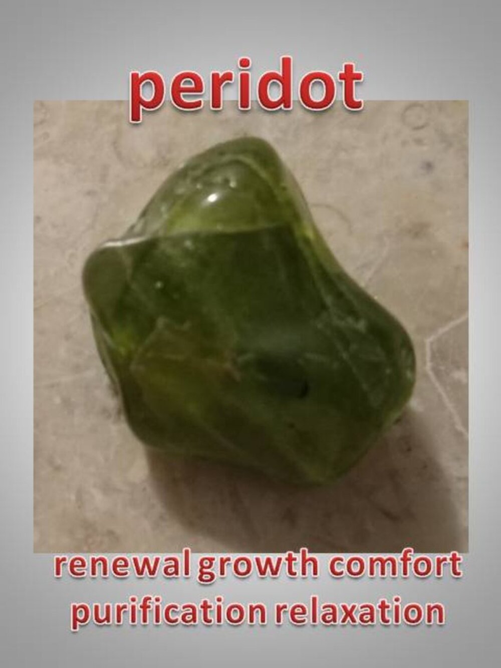 #5 Peridot crystal rock stone mini tumbled August Birthstone Relaxation